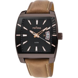 Uber - Carré trois aiguilles Marron - Noir- Or rose / 40 mm